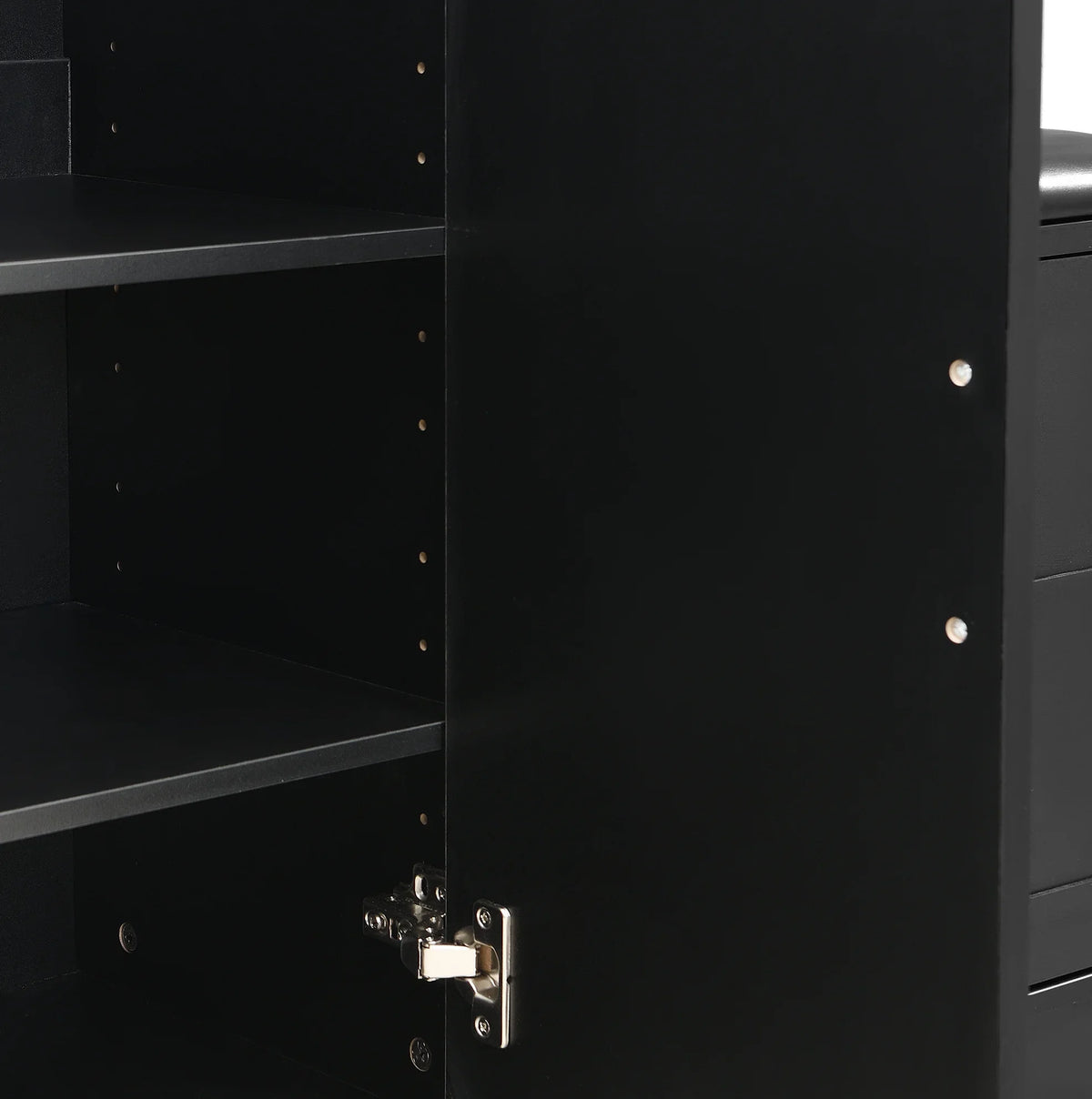 Meuble à Chaussures Noir Miroir Penderie et Banc, vue 4 sur 7