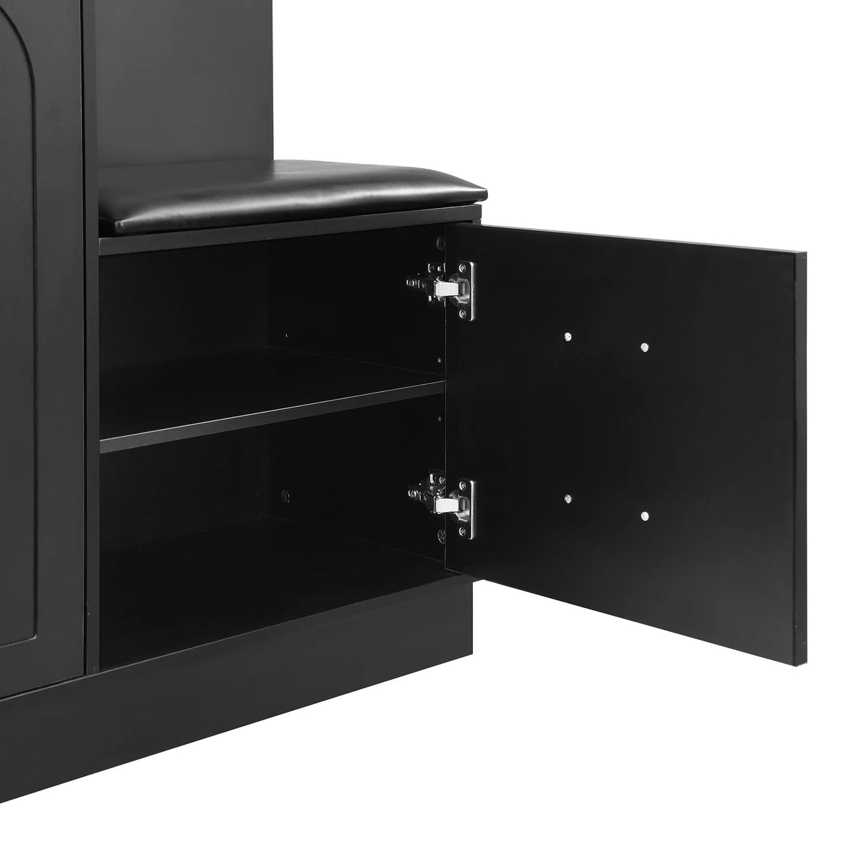 Meuble à Chaussures Noir Miroir Penderie et Banc, vue 7 sur 7