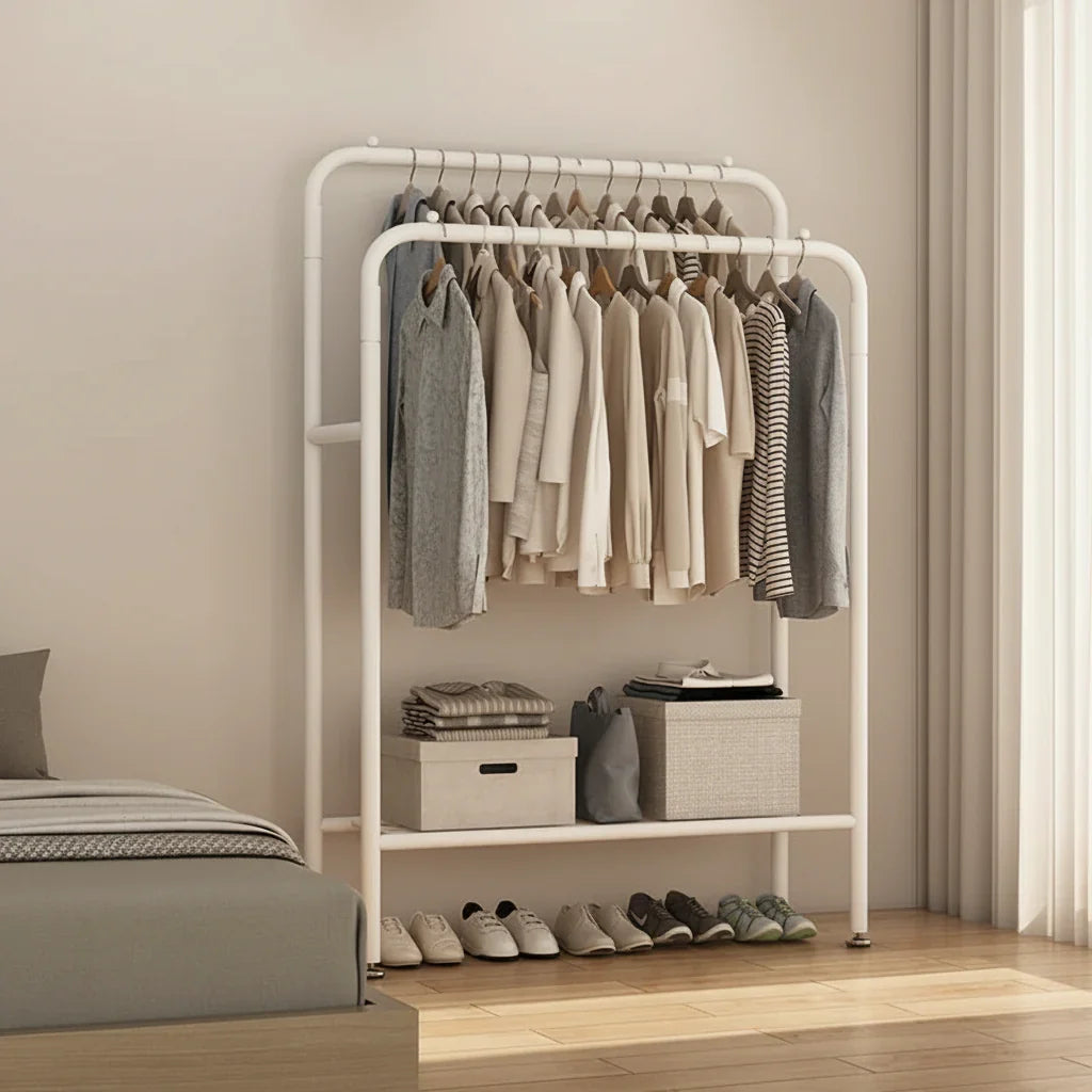 Portant à Vêtements Blanc Métal Étagère, vue 4 sur 4