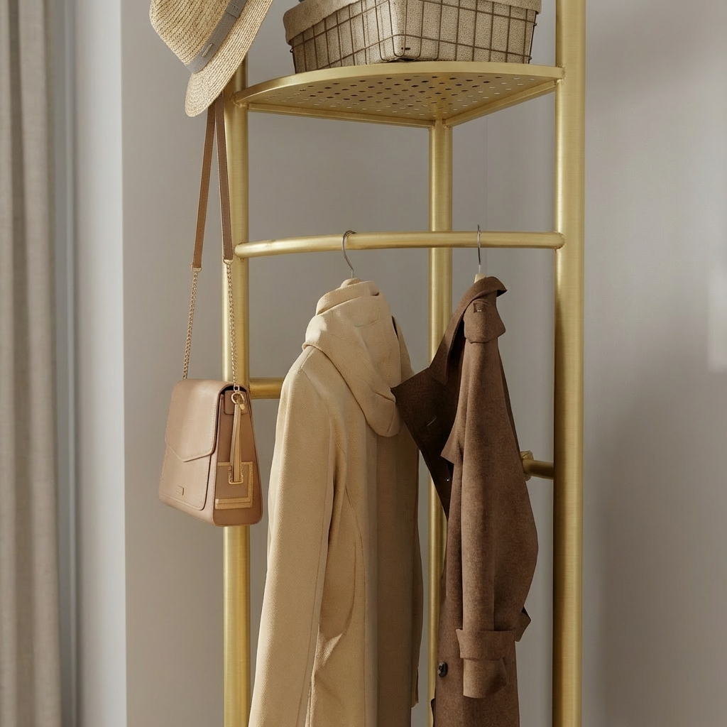 Portant à Vêtements Doré Métal Étagères, vue 3 sur 4
