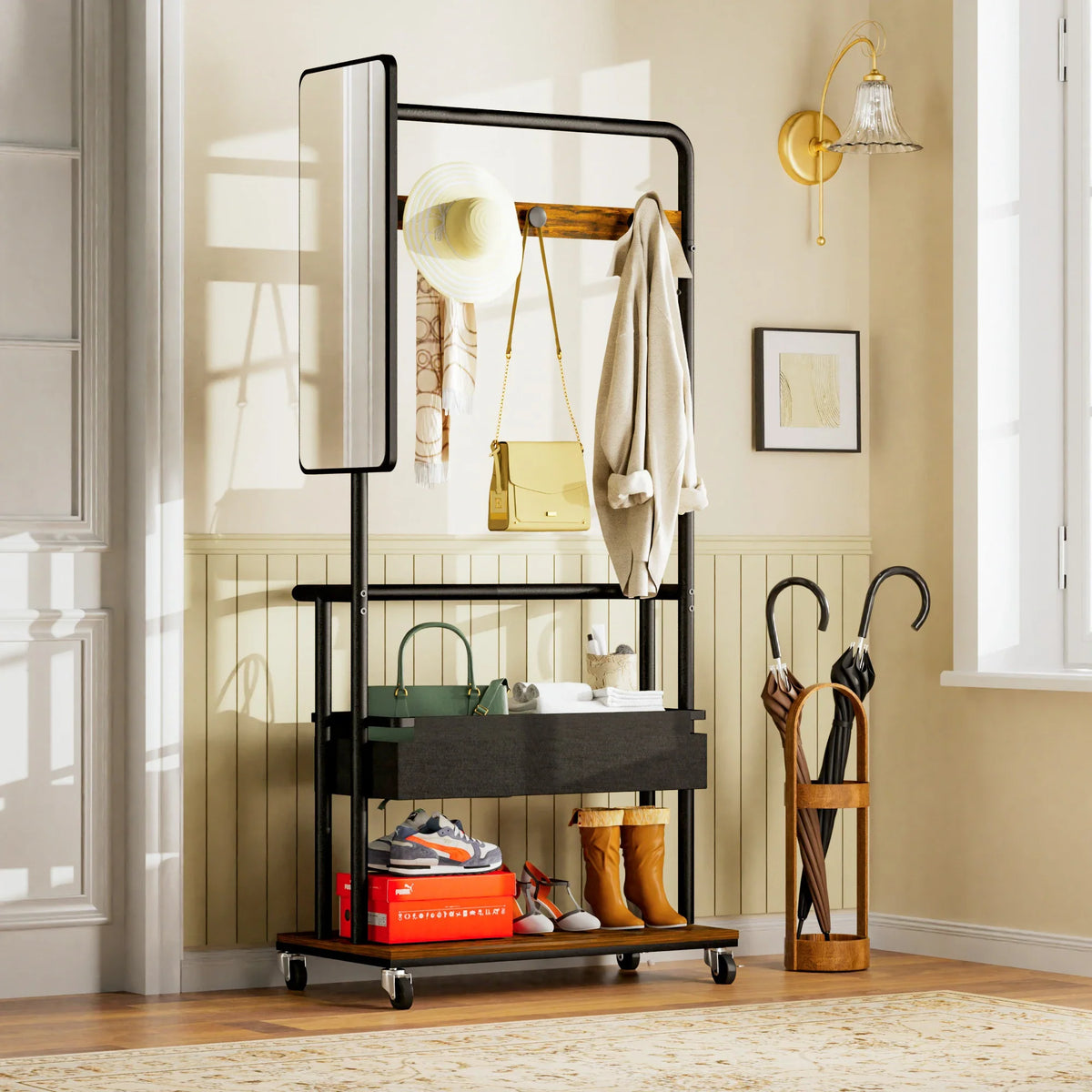 Portant à Vêtements Miroir Mobile, vue 2 sur 8