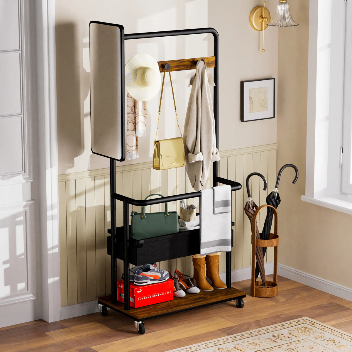 Portant à Vêtements Miroir Mobile, vue 3 sur 8