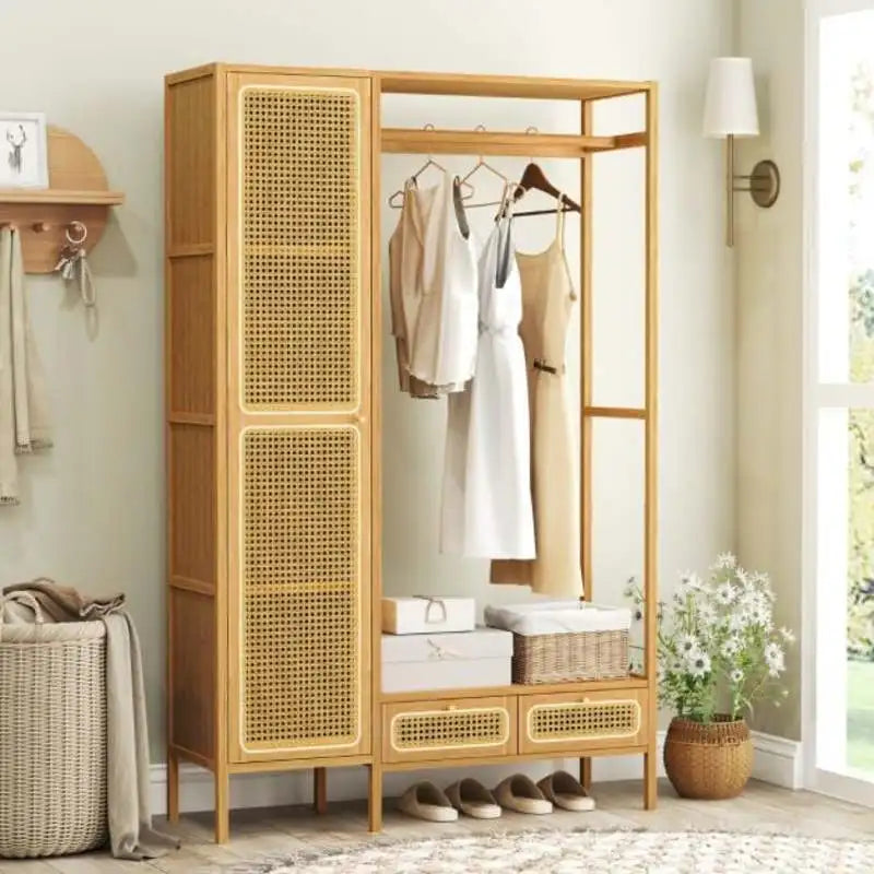 Portant à Vêtements Rotin Tiroir Anti-Basculement, vue 1 sur 5