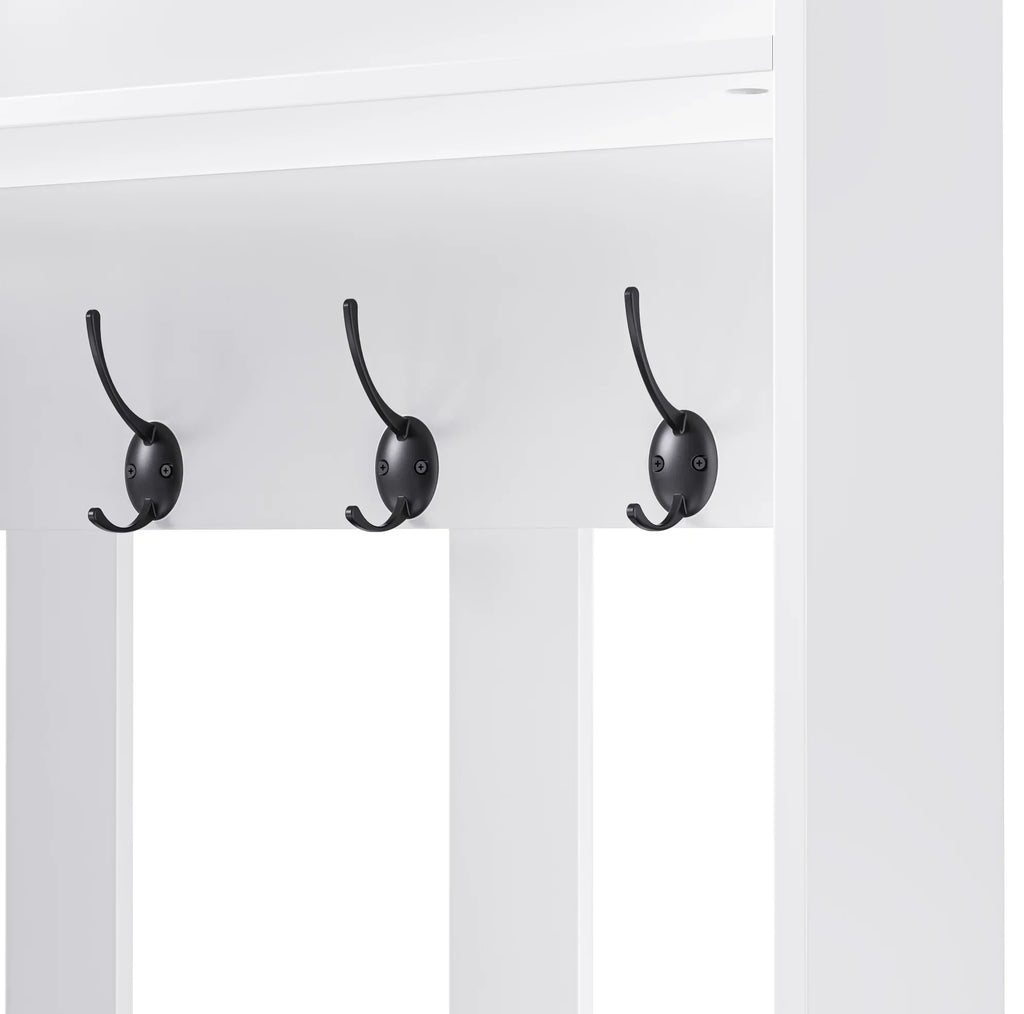 Porte-Manteau Blanc Banc Tiroirs, vue 5 sur 7