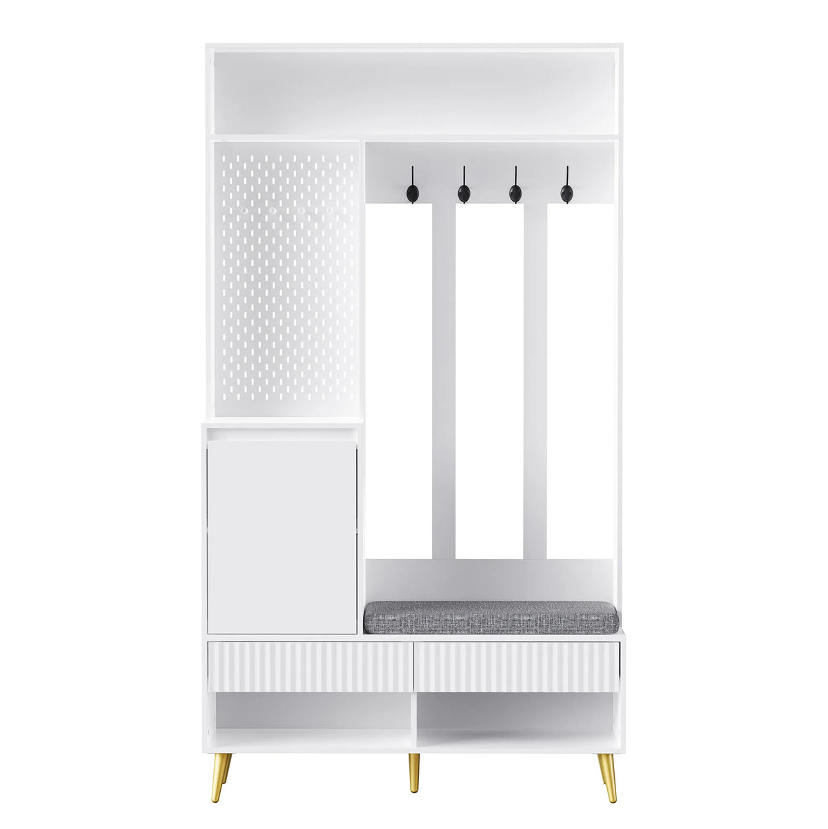 Porte-Manteau Blanc Banc Tiroirs, vue 7 sur 7
