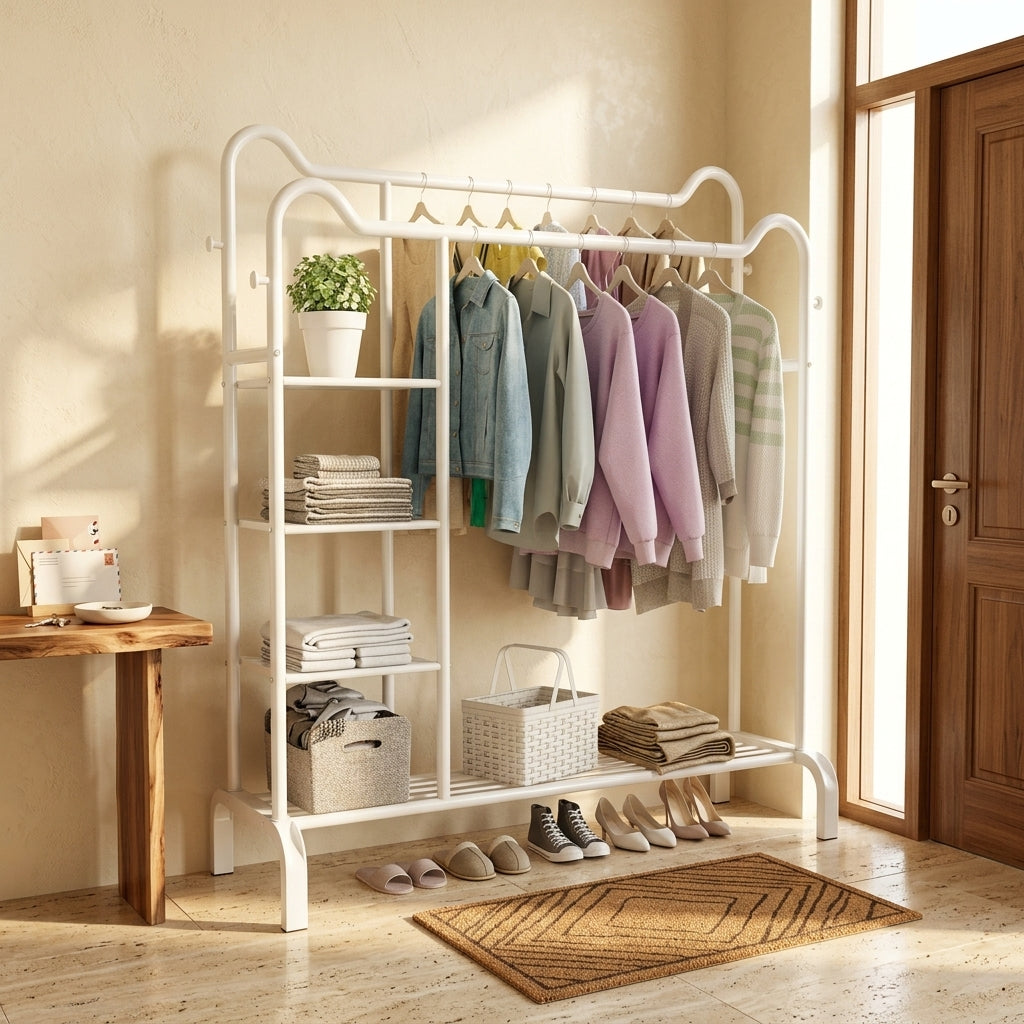 Porte-Manteau Blanc Bois Fermé, vue 4 sur 4