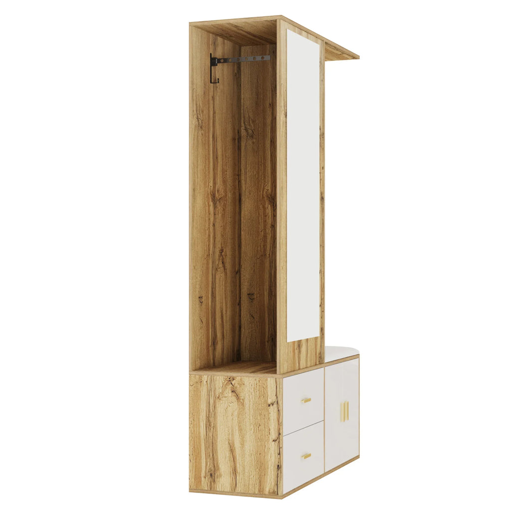 Porte-Manteau Blanc Miroir Banc, vue 5 sur 7