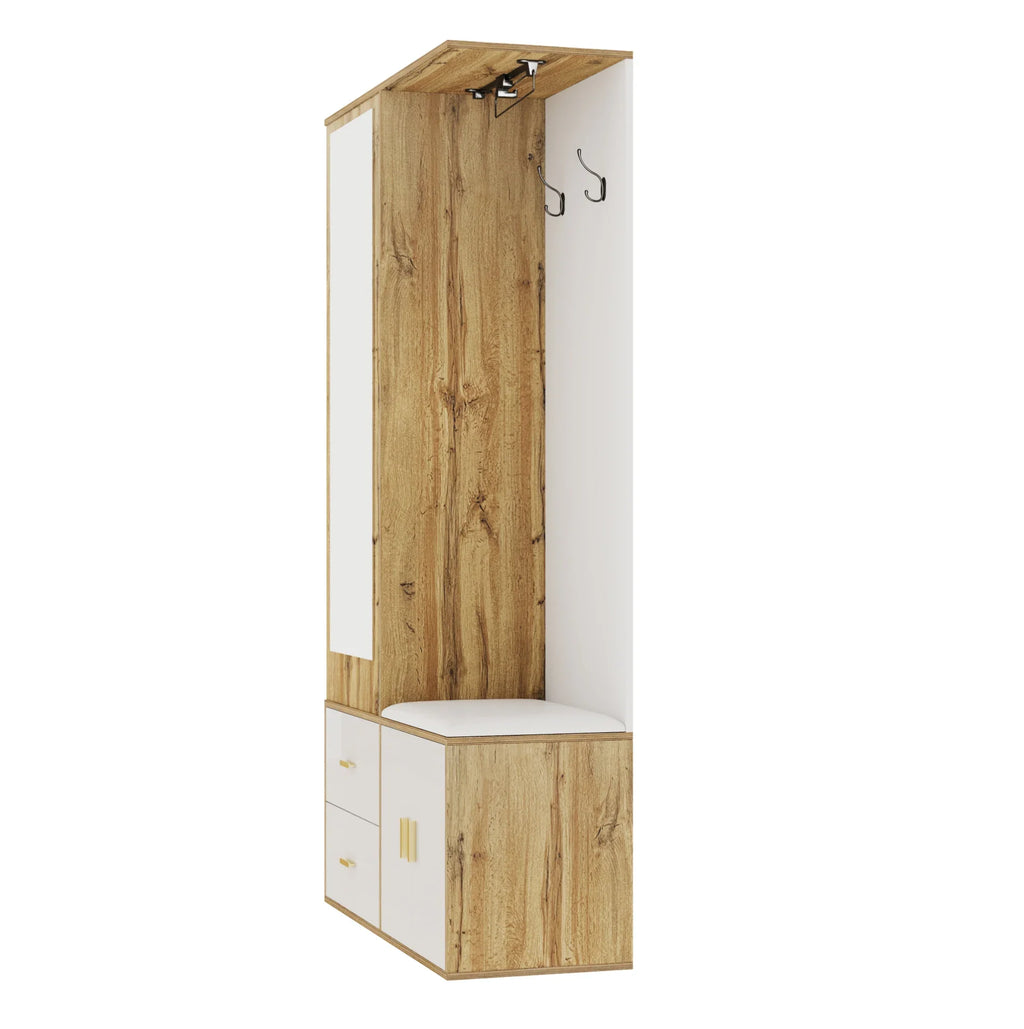 Porte-Manteau Blanc Miroir Banc, vue 6 sur 7
