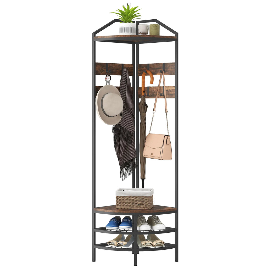Porte-Manteau Brun Bois Angle Rustique, vue 4 sur 5