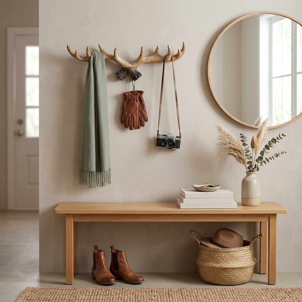Porte-Manteau Mural Beige Bois Cerf, vue 2 sur 4
