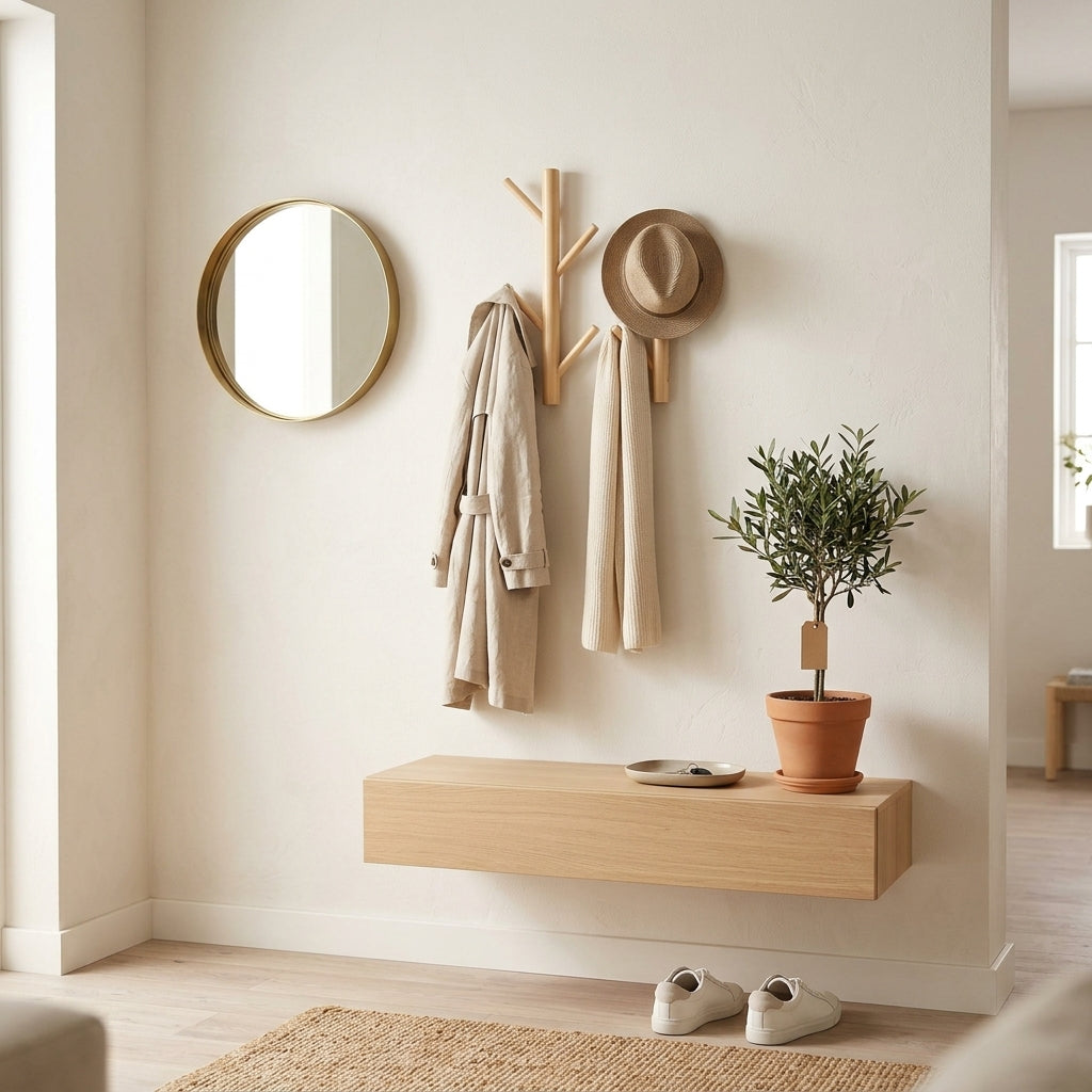 Porte-Manteau Mural Beige Bout de Bois, vue 1 sur 4