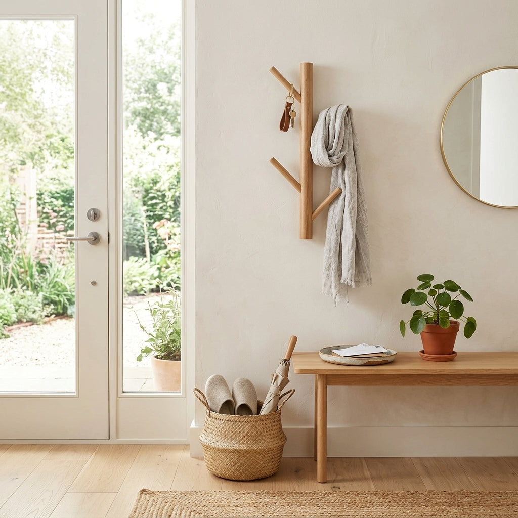 Porte-Manteau Mural Beige Bout de Bois, vue 3 sur 4