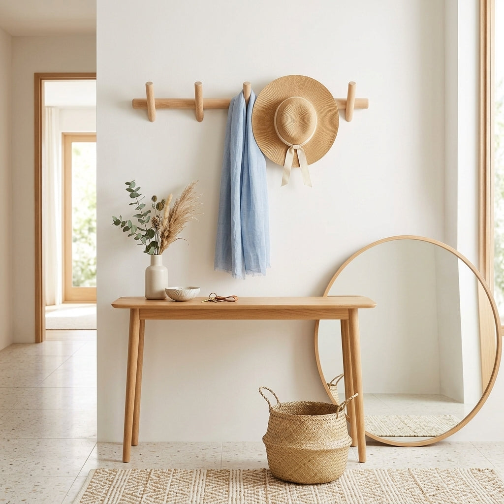 Porte-Manteau Mural Beige Rondin, vue 2 sur 4