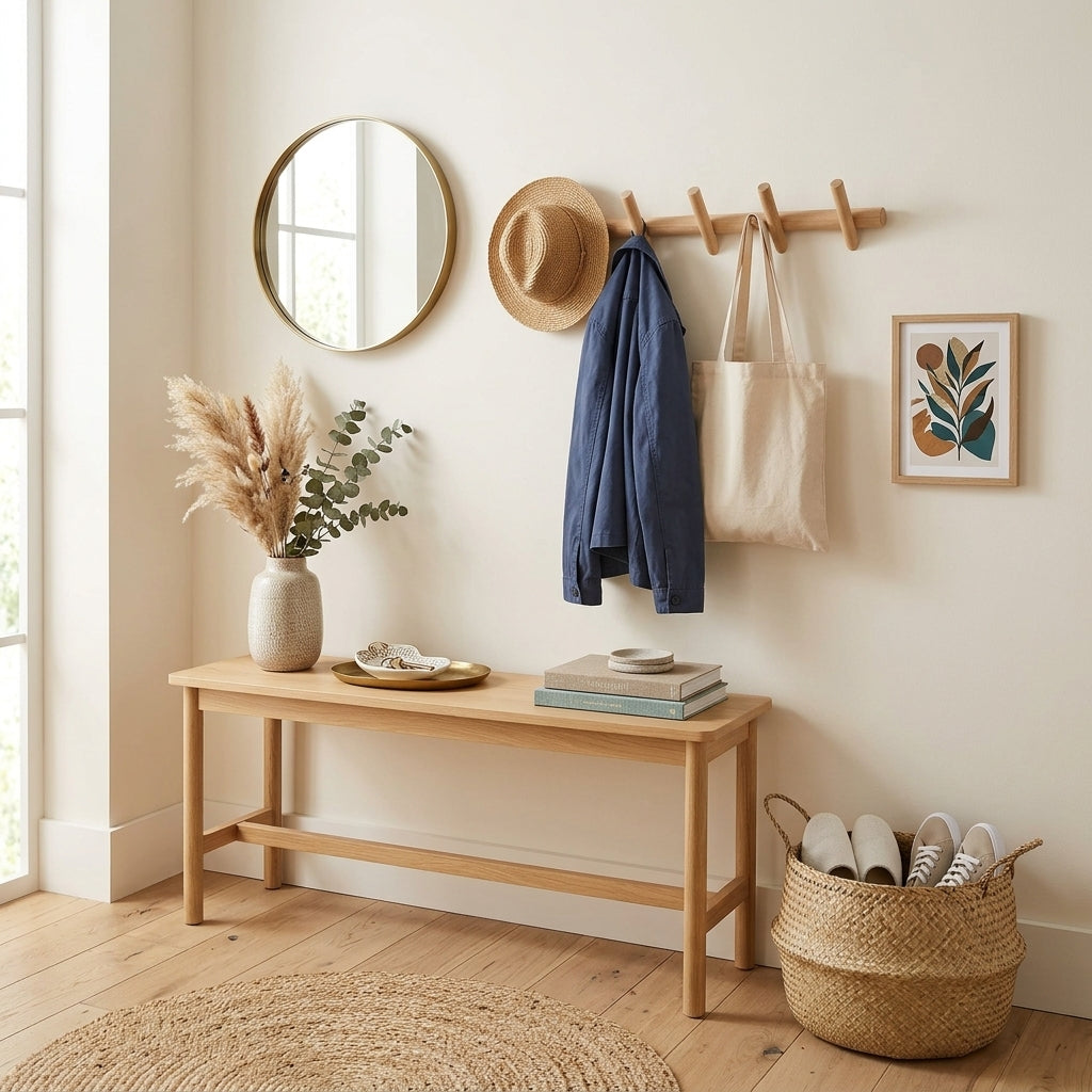 Porte-Manteau Mural Beige Rondin, vue 3 sur 4