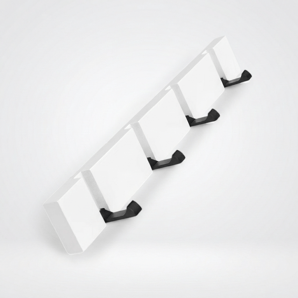 Porte-Manteau Mural Blanc Bois Rabattable, vue 4 sur 4