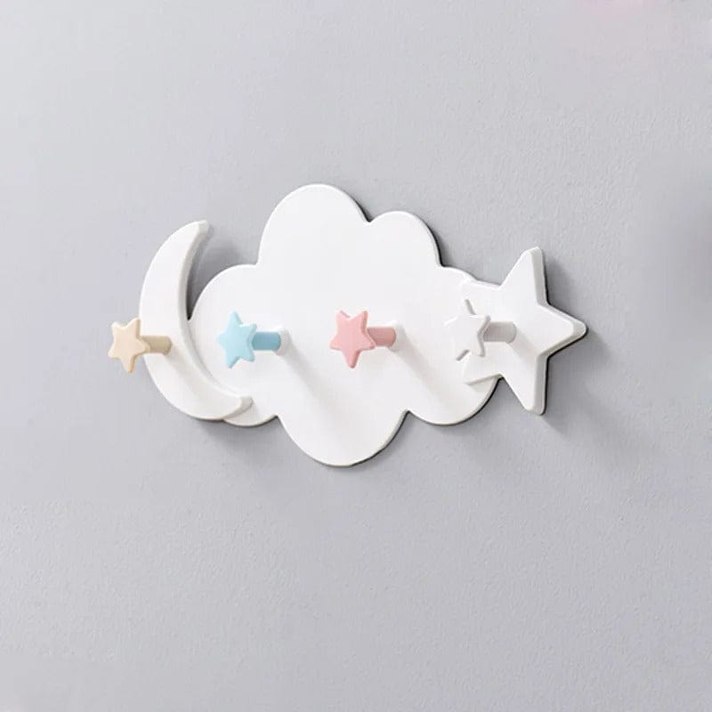 Porte-Manteau Mural Blanc Nuage Lune Patères Étoiles, vue 2 sur 4