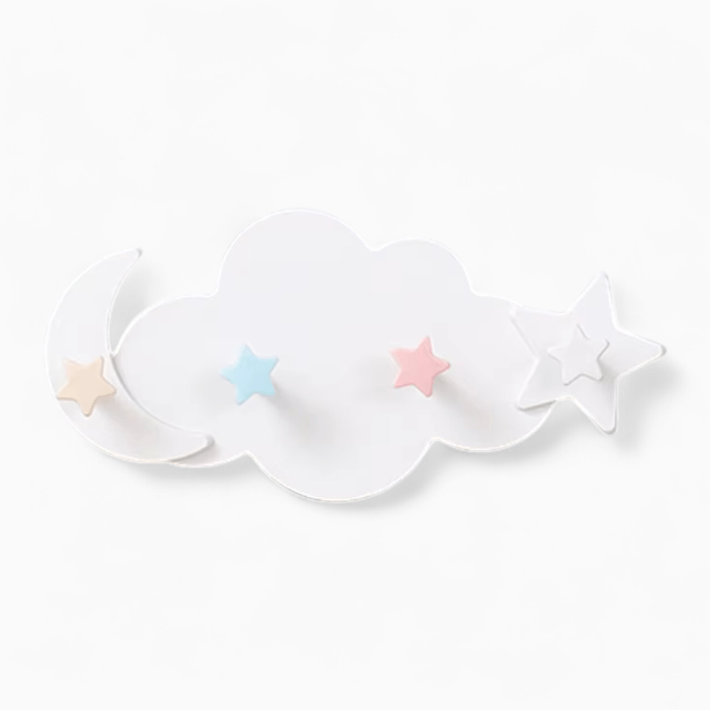Porte-Manteau Mural Blanc Nuage Lune Patères Étoiles, vue 3 sur 4
