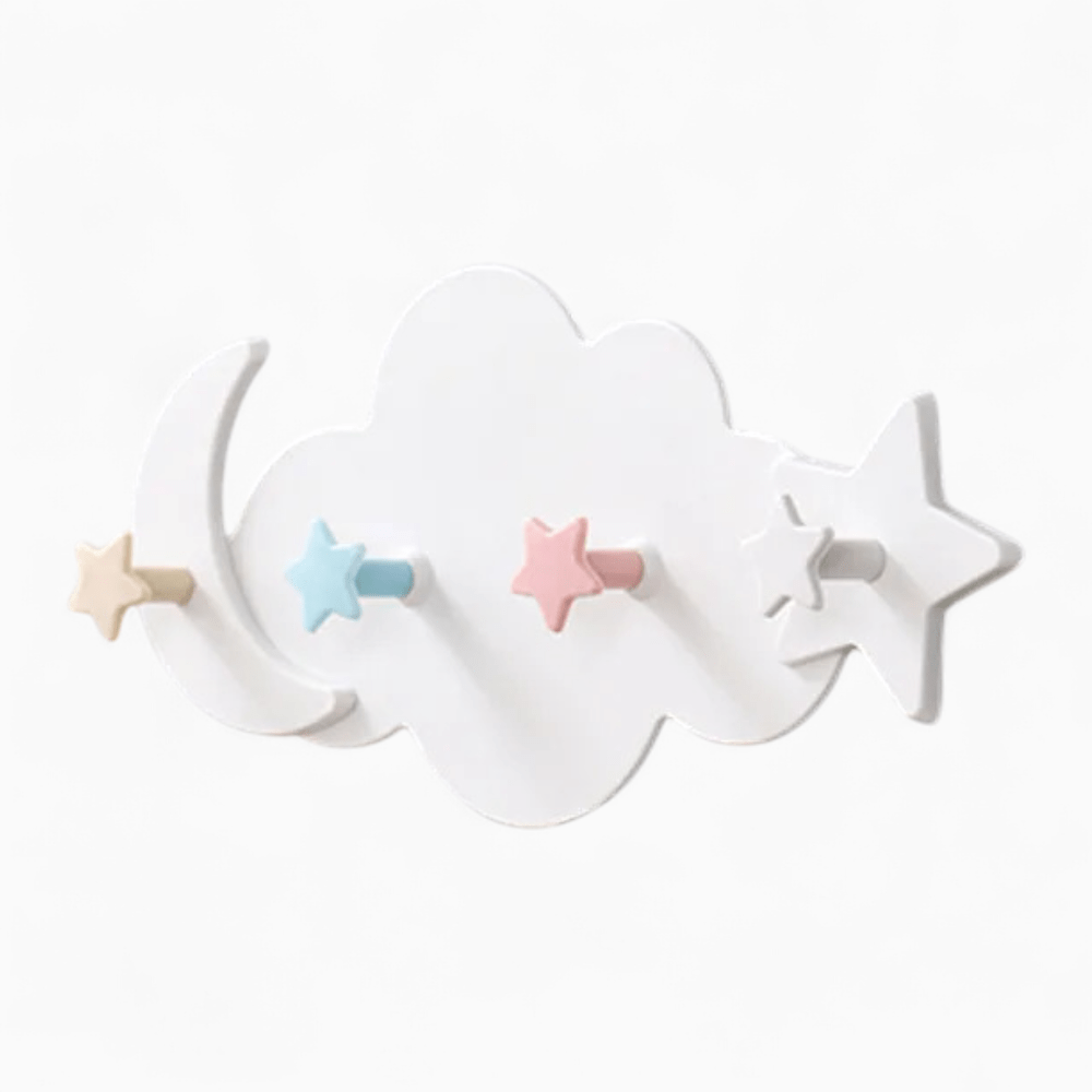 Porte-Manteau Mural Blanc Nuage Lune Patères Étoiles, vue 4 sur 4