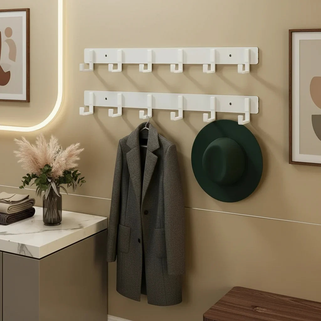 Porte-Manteau Mural Blanc Patères Métal, vue 4 sur 4