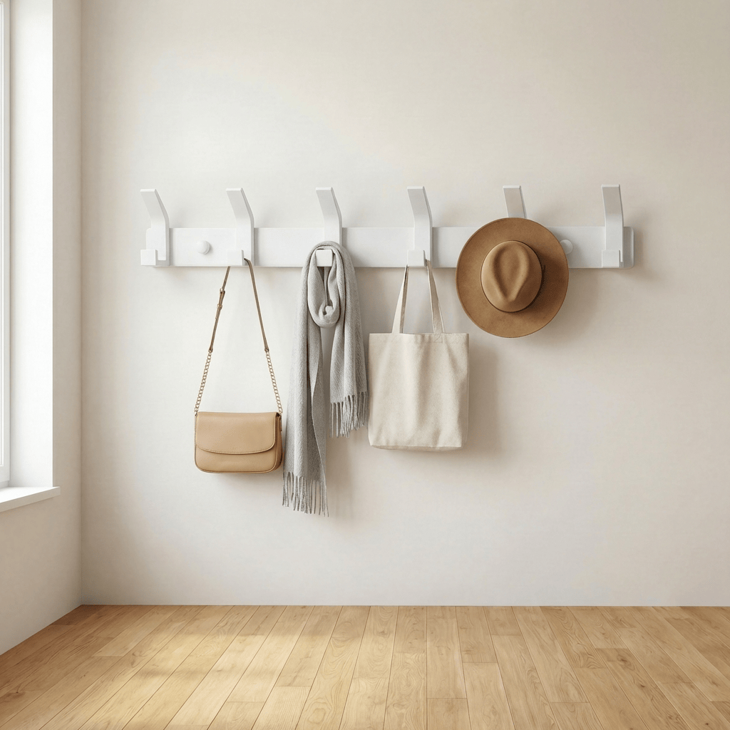Porte-Manteau Mural Blanc Rabattable Salle de Bain, vue 2 sur 4