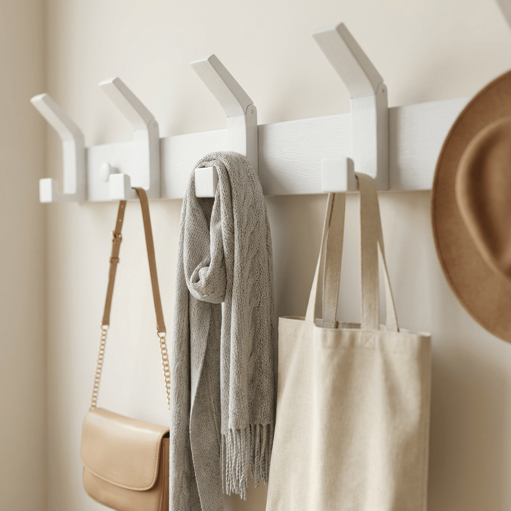 Porte-Manteau Mural Blanc Rabattable Salle de Bain, vue 3 sur 4