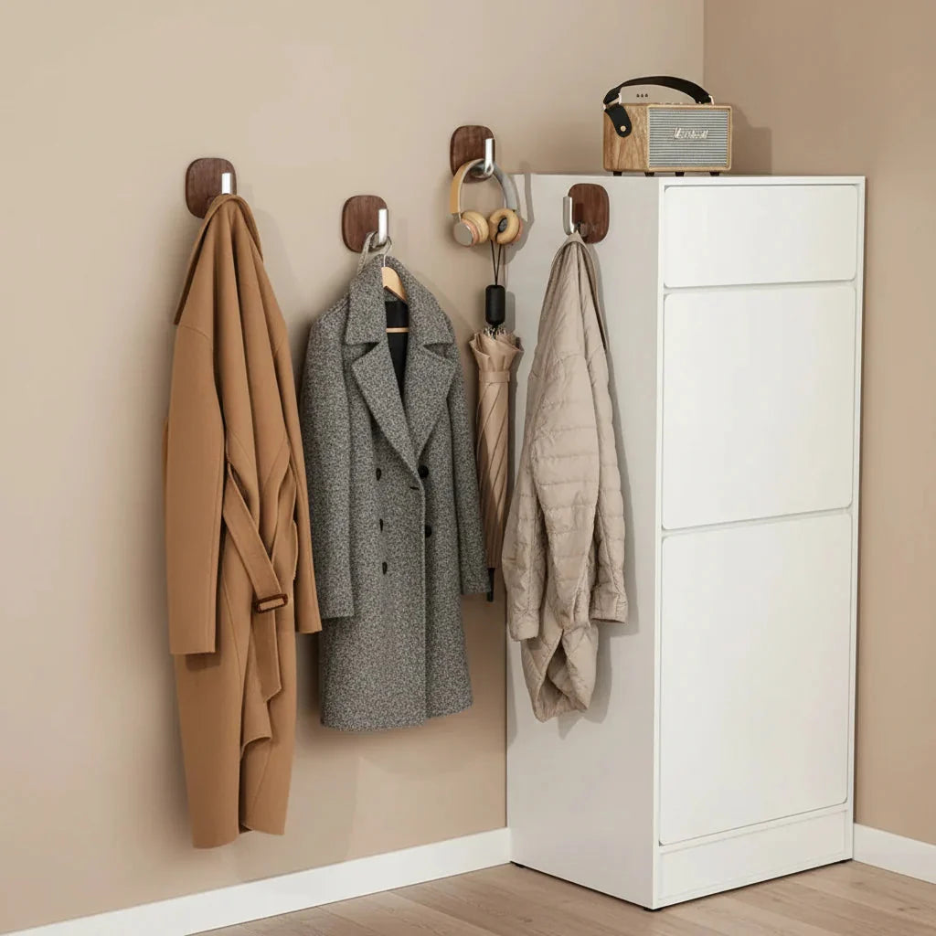 Porte-Manteau Mural Bois Massif, vue 1 sur 4