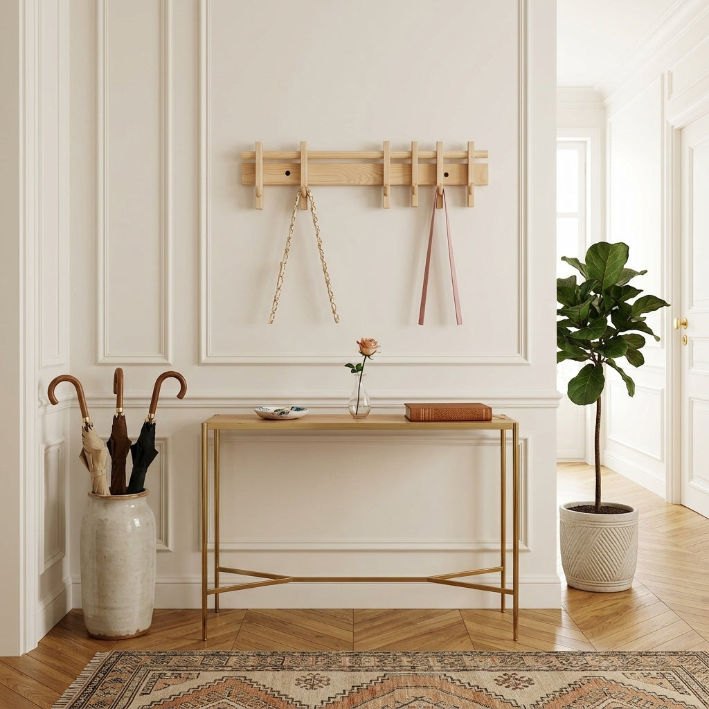 Porte-Manteau Mural Clair Bois Patères, vue 1 sur 4