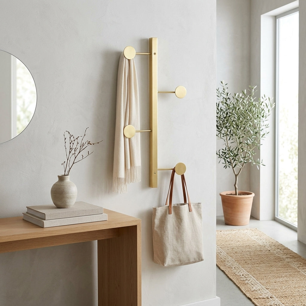Porte-Manteau Mural Doré Barre Verticale, vue 1 sur 5
