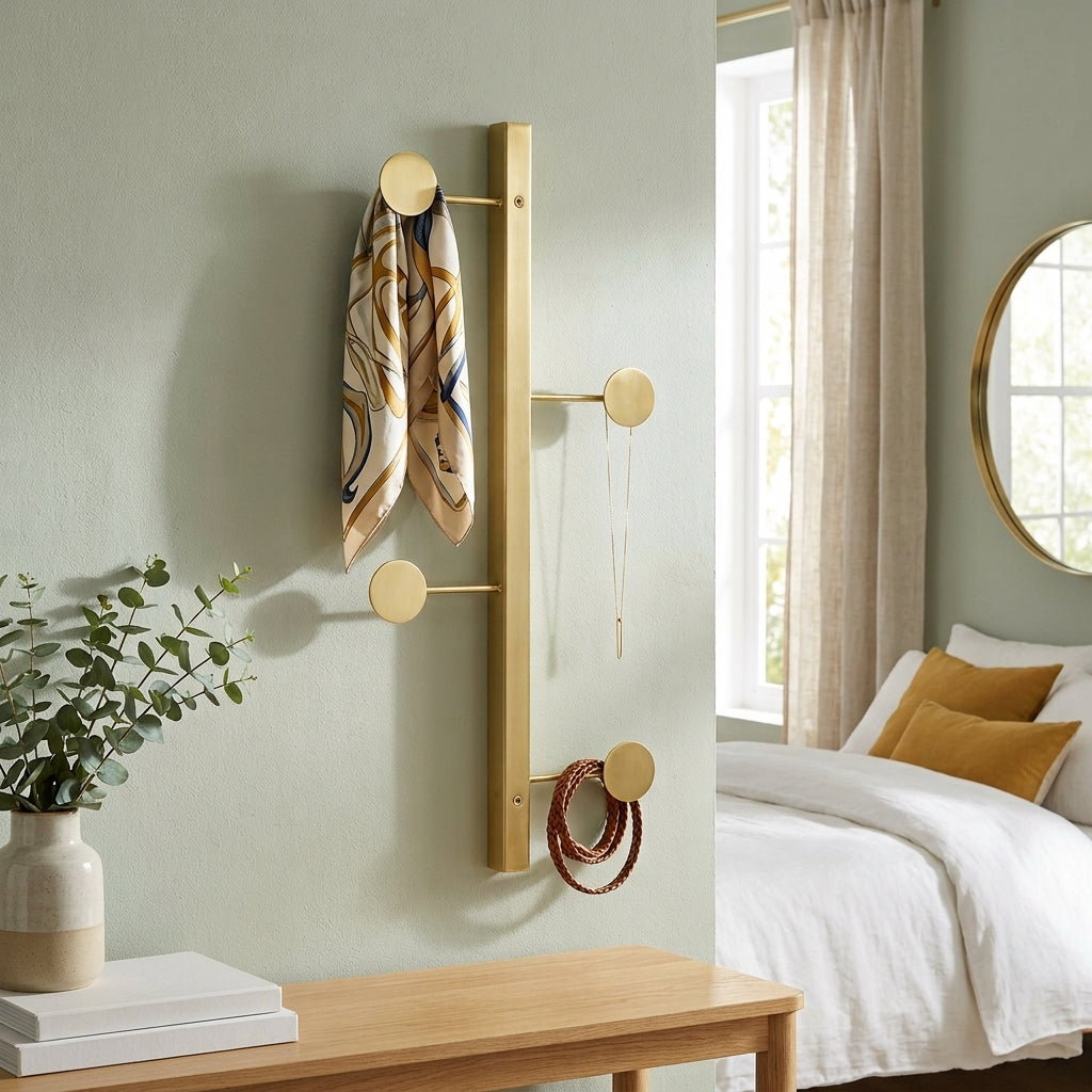 Porte-Manteau Mural Doré Barre Verticale, vue 2 sur 5