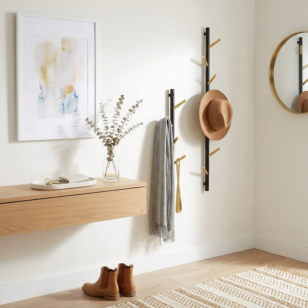 Porte-Manteau Mural Doré Bois Flotté, vue 1 sur 4