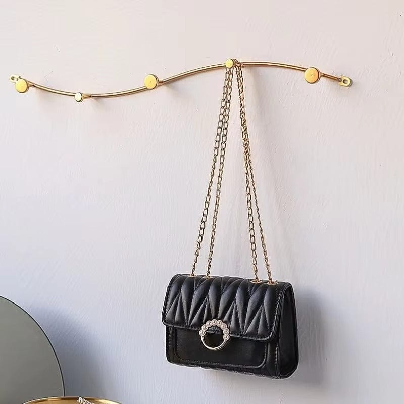 Porte-Manteau Mural Doré Tige Ondulée Patères, vue 2 sur 4
