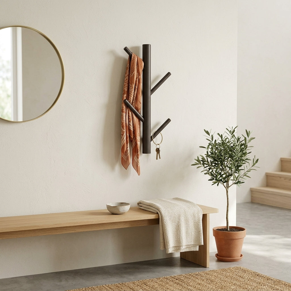 Porte-Manteau Mural Foncé Bout de Bois, vue 1 sur 4