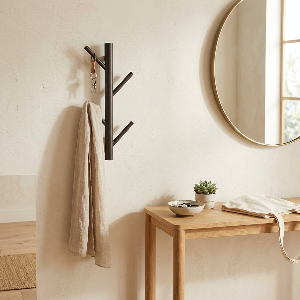 Porte-Manteau Mural Foncé Bout de Bois, vue 2 sur 4