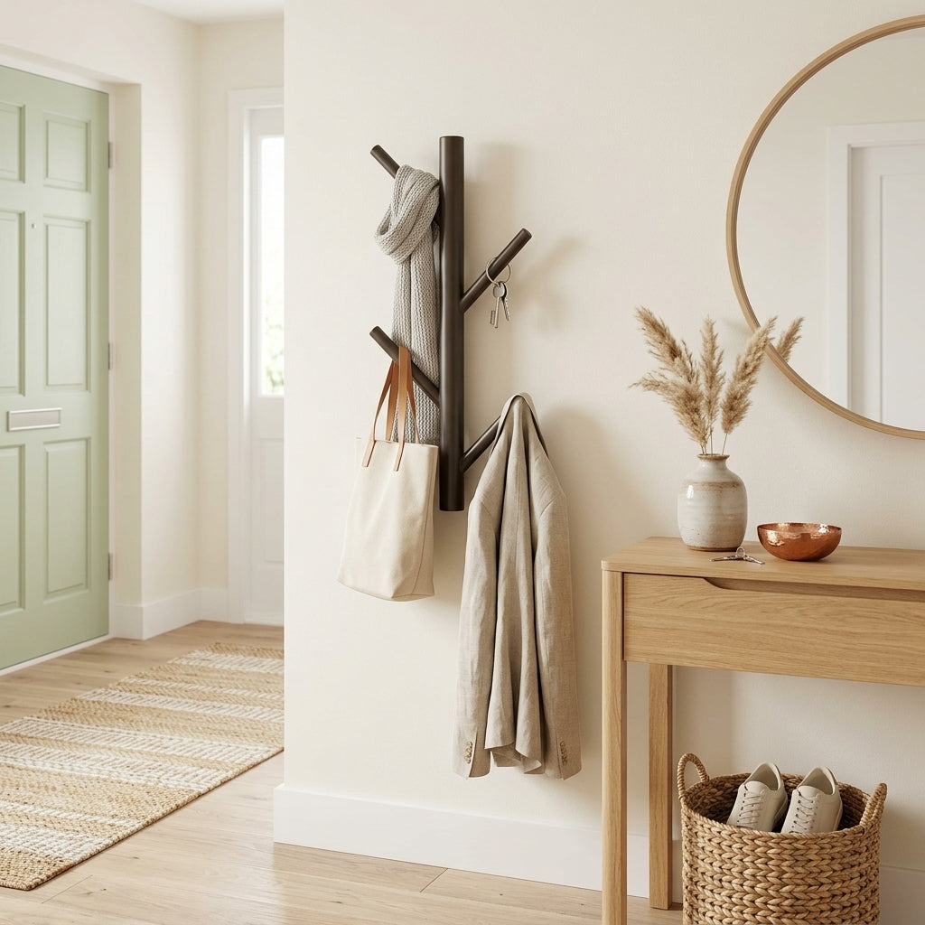 Porte-Manteau Mural Foncé Bout de Bois, vue 3 sur 4