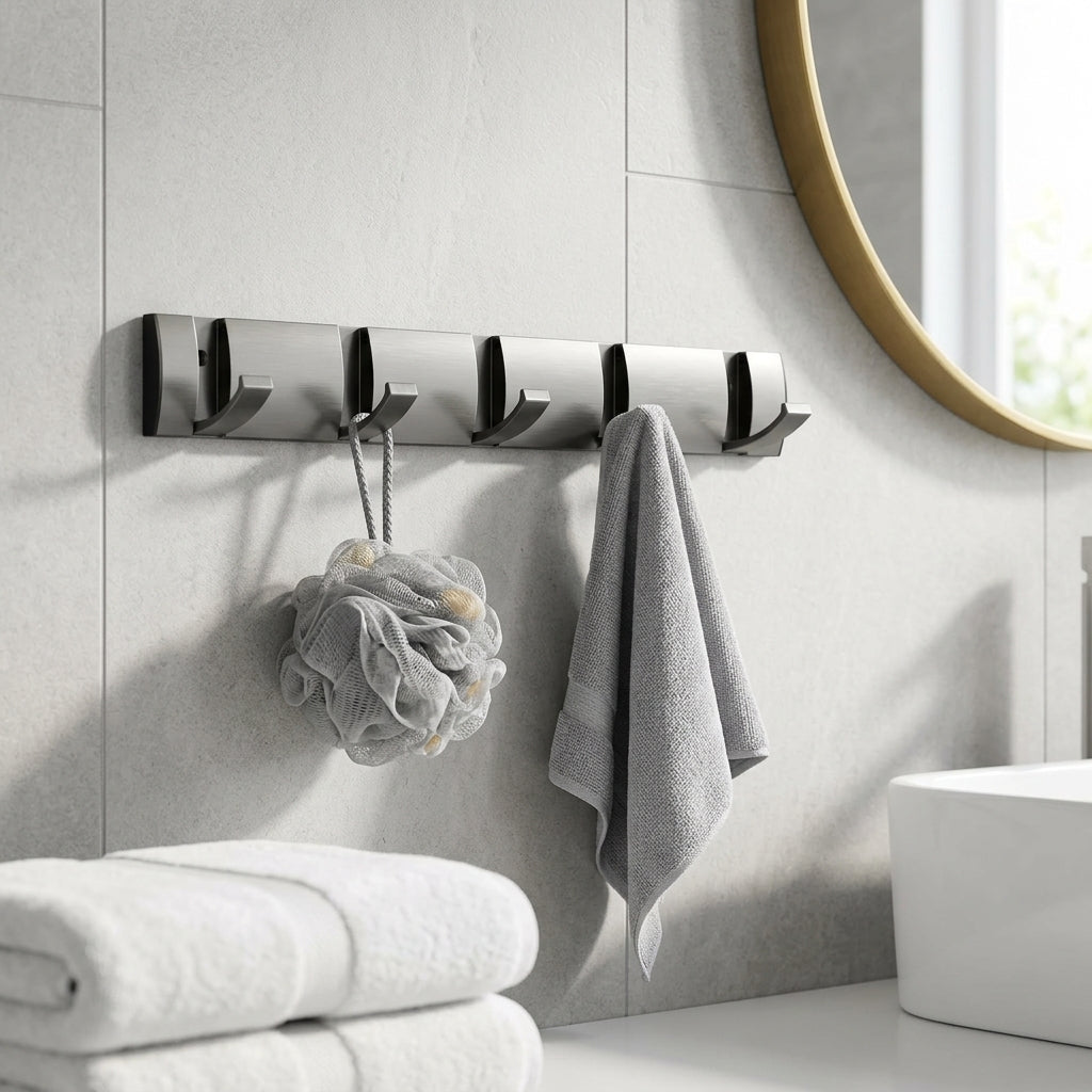 Porte-Manteau Mural Gris Métal Salle de Bain, vue 1 sur 5