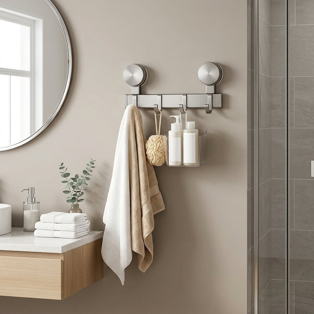 Porte-Manteau Mural Gris Ventouse, vue 1 sur 4