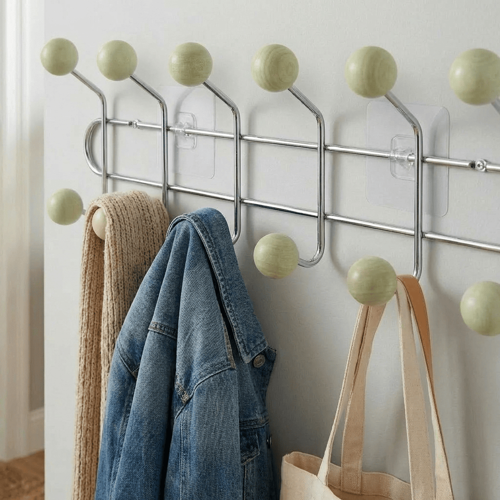 Porte-Manteau Mural Jaune Métal Boules, vue 3 sur 4