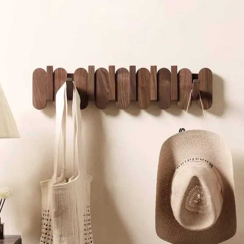 Porte-Manteau Mural Marron Bois Lattes Arrondies, vue 2 sur 4