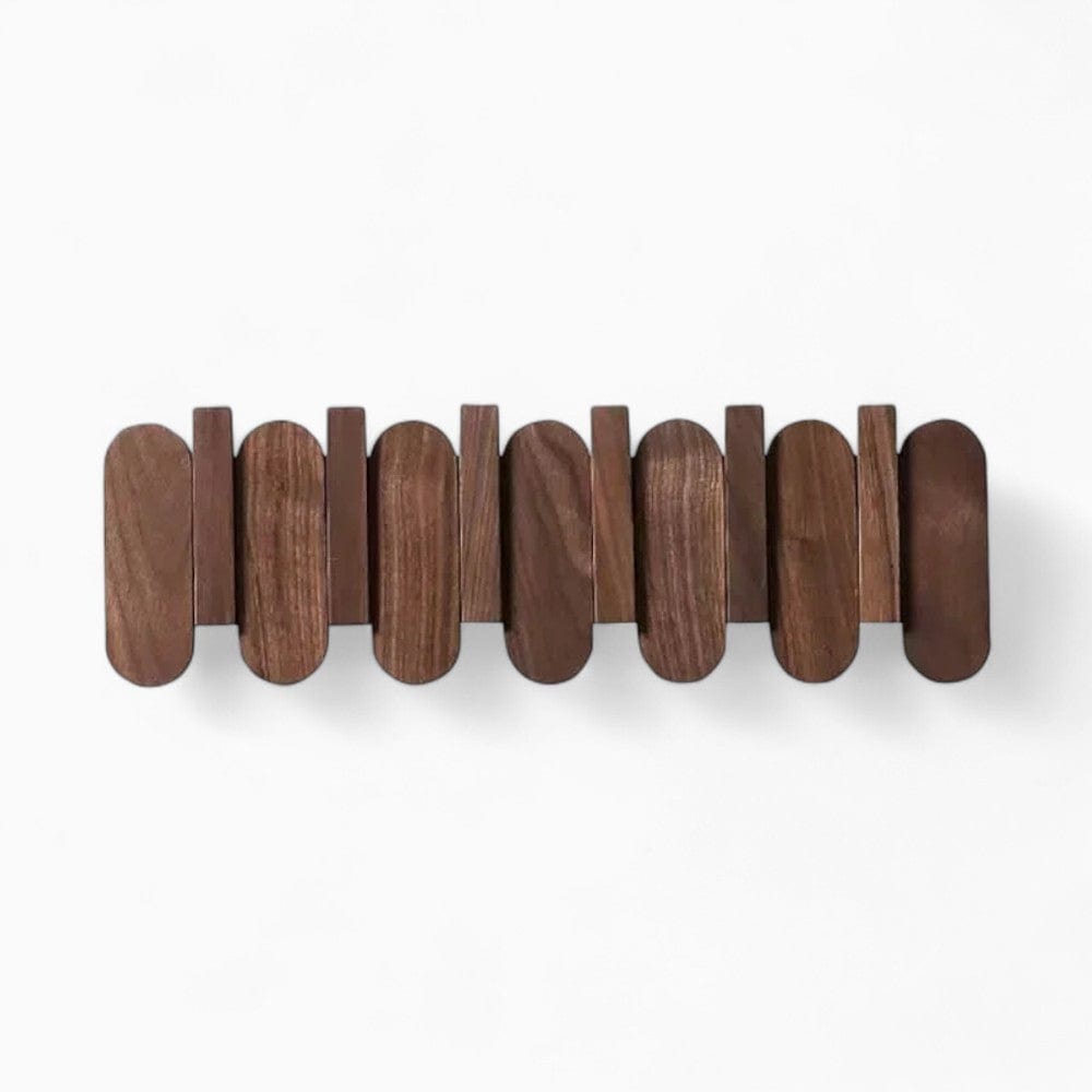 Porte-Manteau Mural Marron Bois Lattes Arrondies, vue 4 sur 4