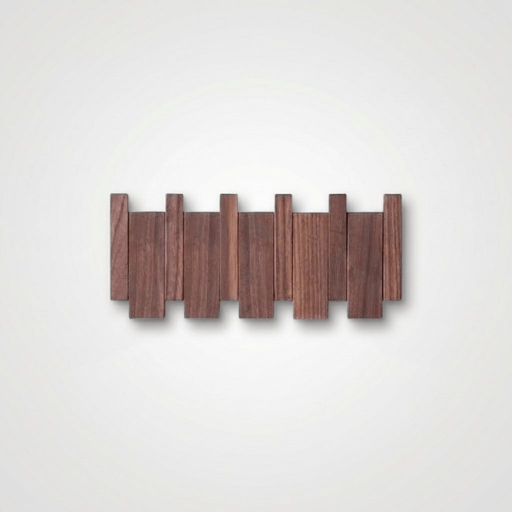 Porte-Manteau Mural Marron Bois Lattes Rabattables, vue 4 sur 4