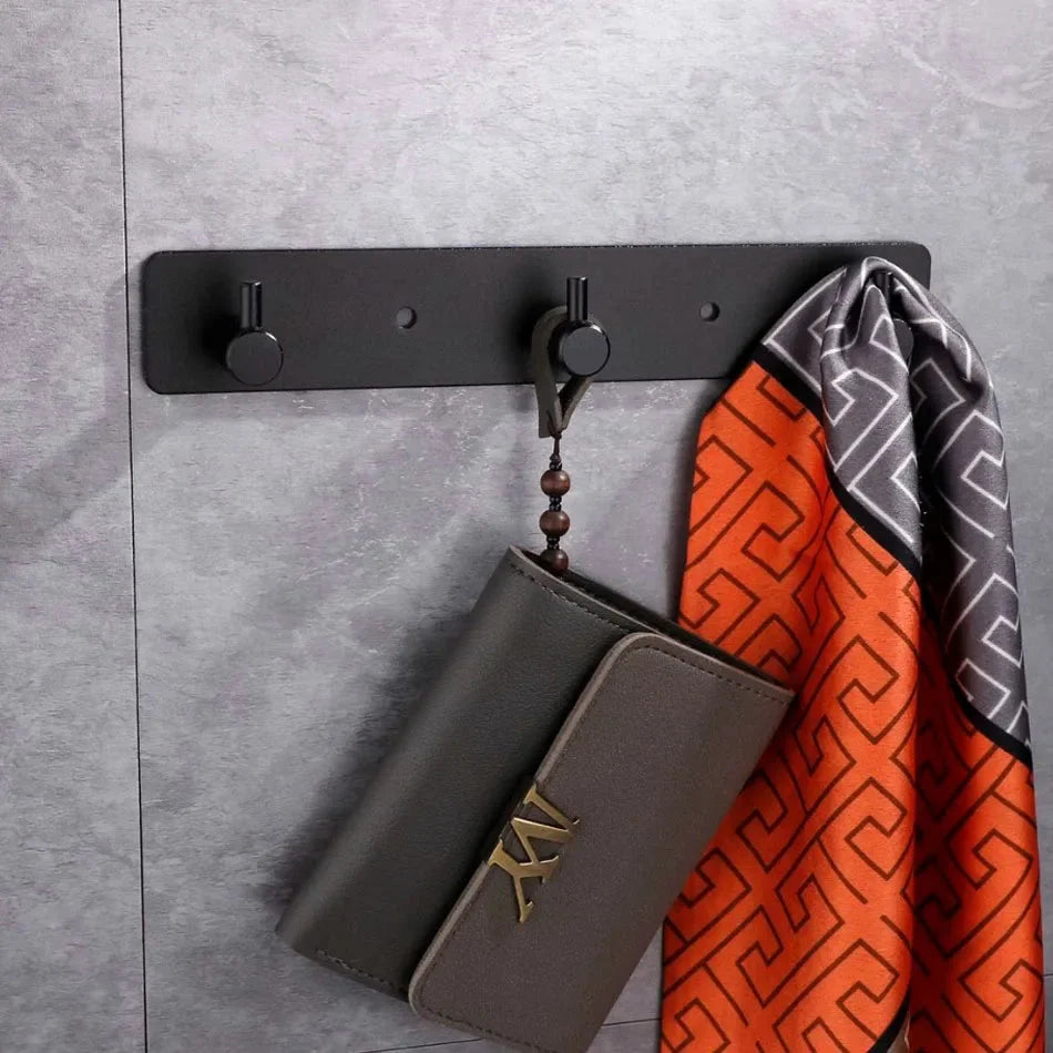 Porte-Manteau Mural Noir Barre Plate Patères, vue 2 sur 4