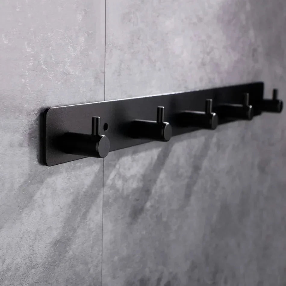 Porte-Manteau Mural Noir Barre Plate Patères, vue 3 sur 4