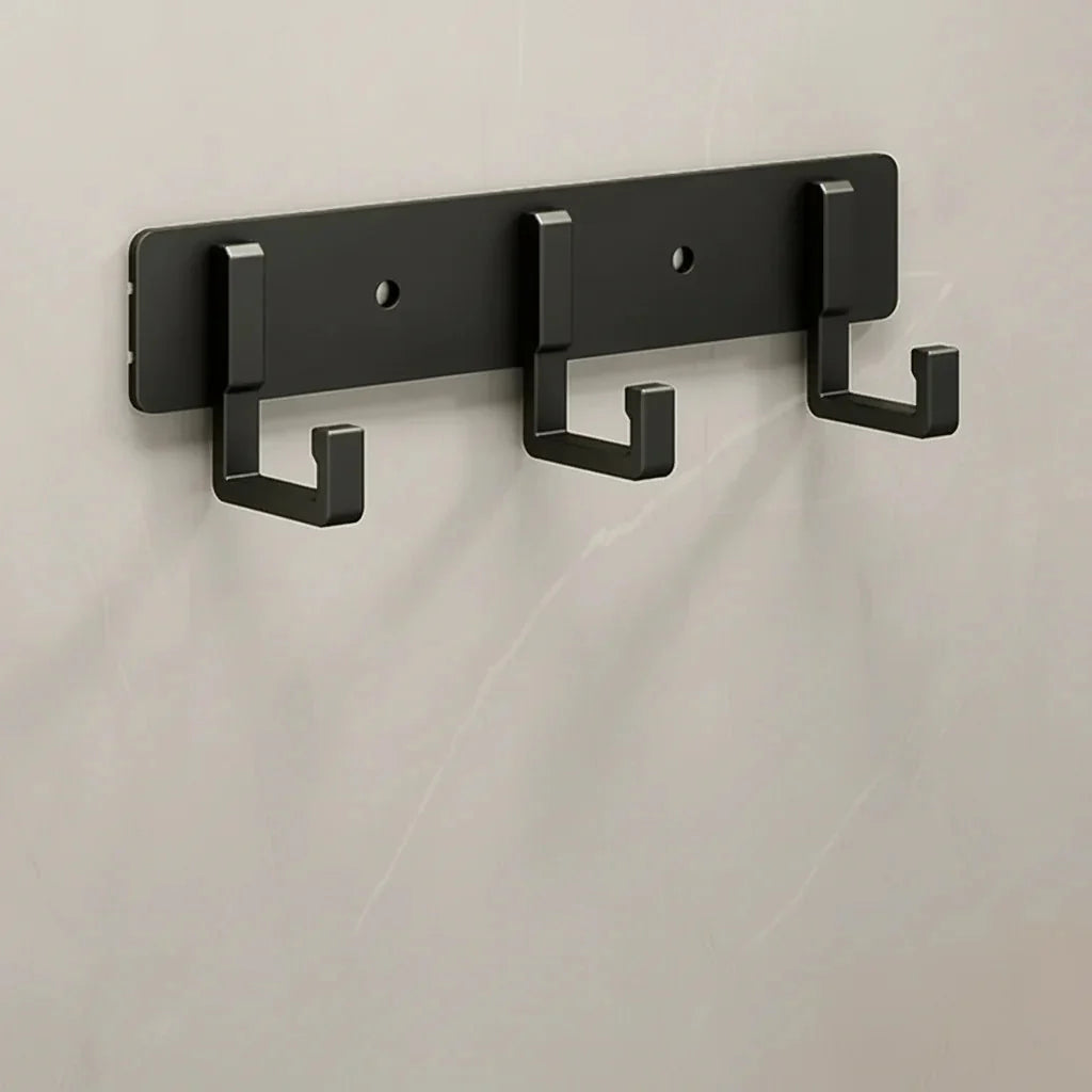 Porte-Manteau Mural Noir Platine Crochets Coudés, vue 5 sur 5