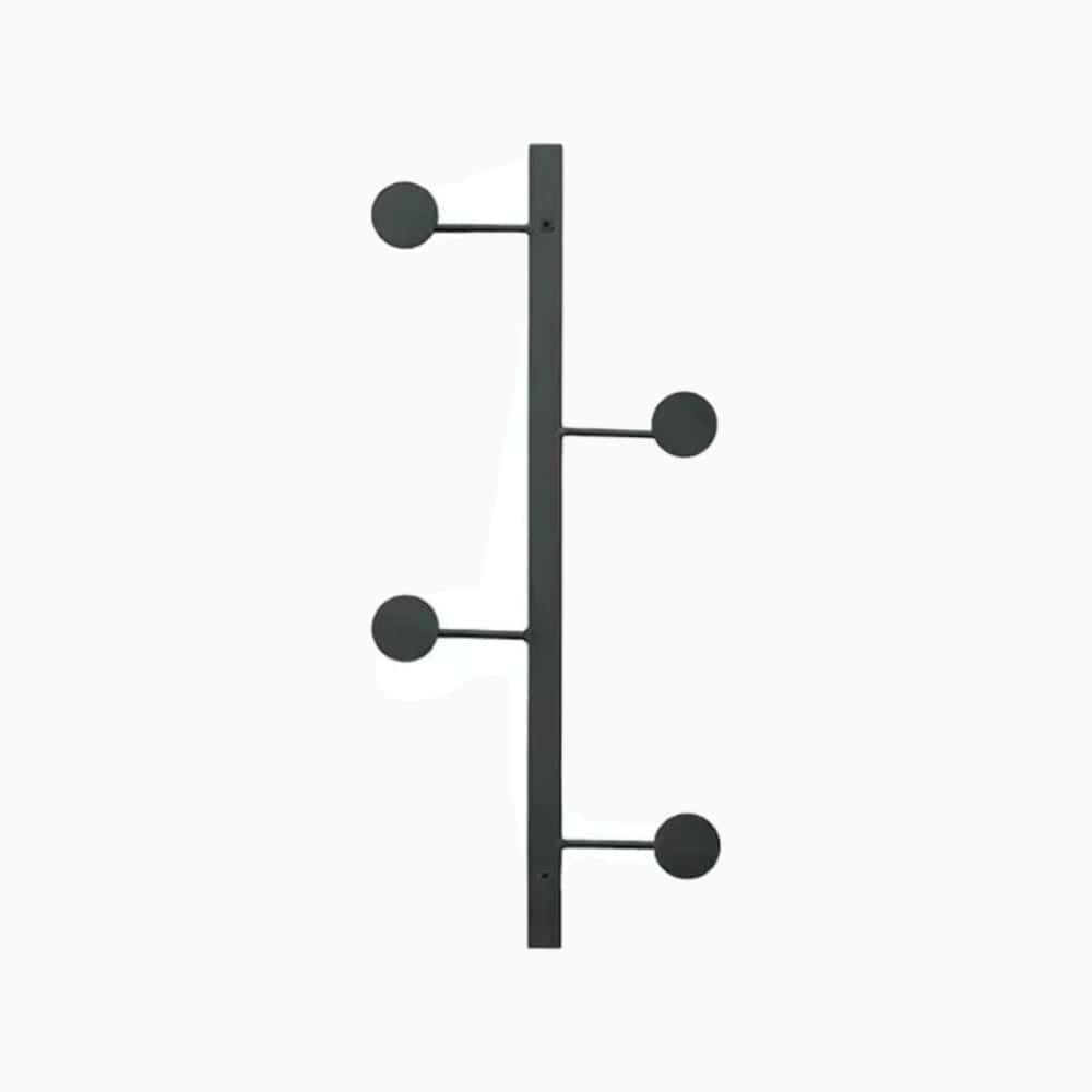 Porte-Manteau Mural Noir Tige Verticale Patères Rondes, vue 4 sur 4