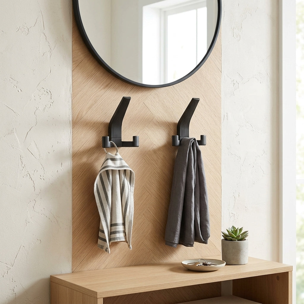 Porte-Manteau Mural Patères Doubles Fût Cannelé, vue 1 sur 4