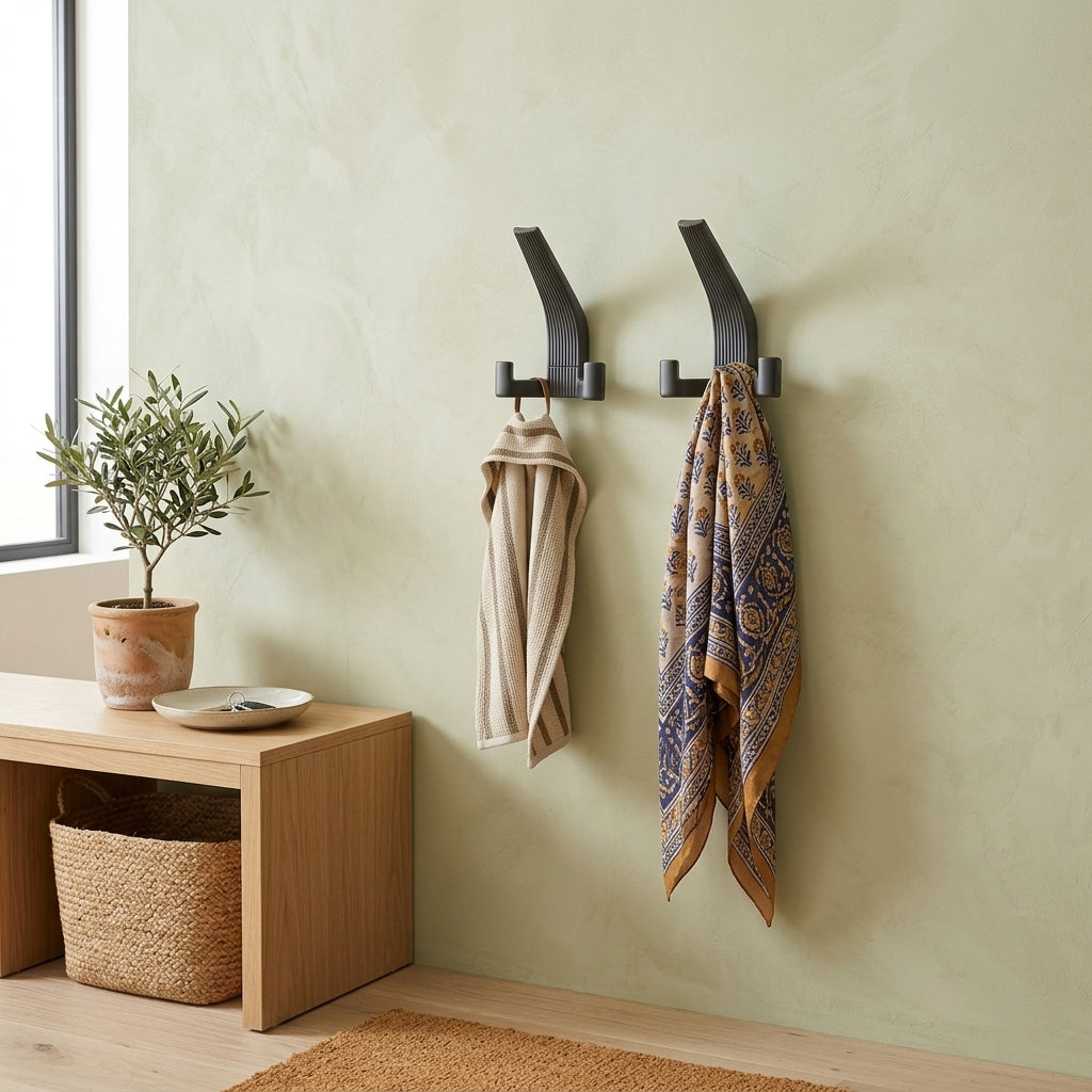 Porte-Manteau Mural Patères Doubles Fût Cannelé, vue 2 sur 4
