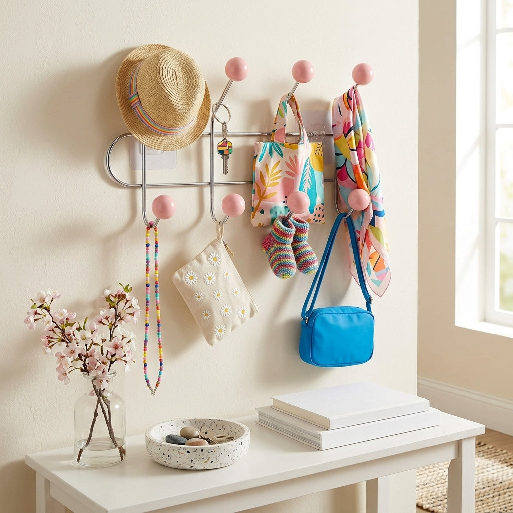 Porte-Manteau Mural Rose Boule Vintage, vue 1 sur 4