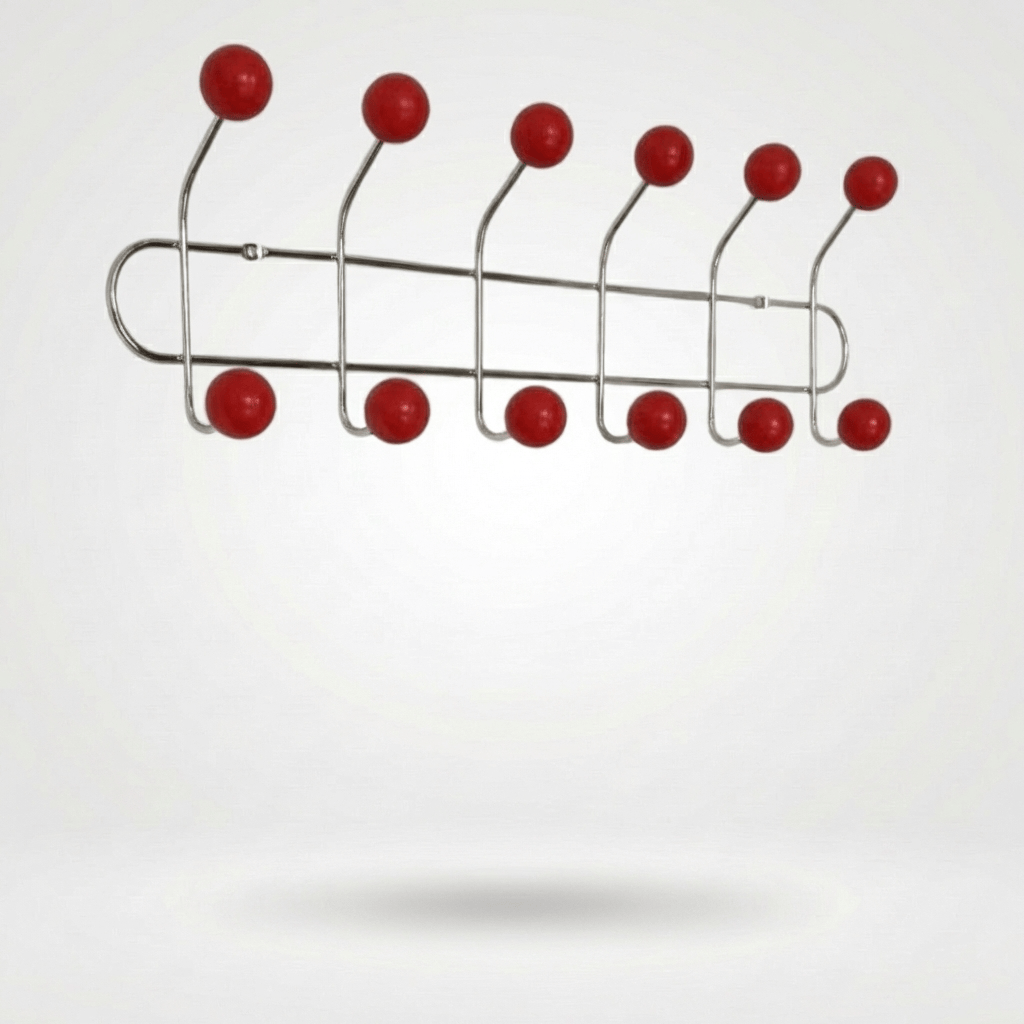 Porte-Manteau Mural Rouge Métal Boules, vue 4 sur 4