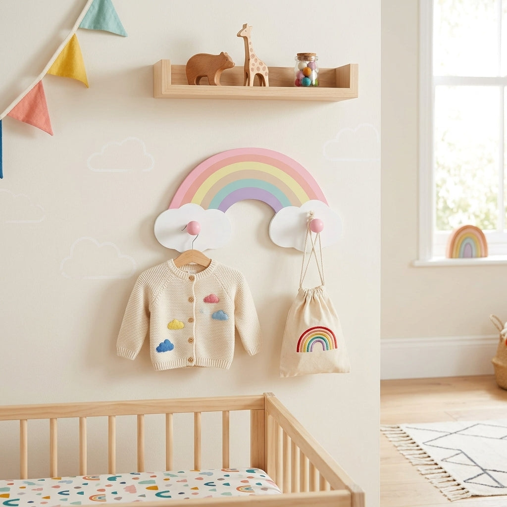 Porte-Manteau Rose Arc-en-Ciel Enfant, vue 1 sur 5