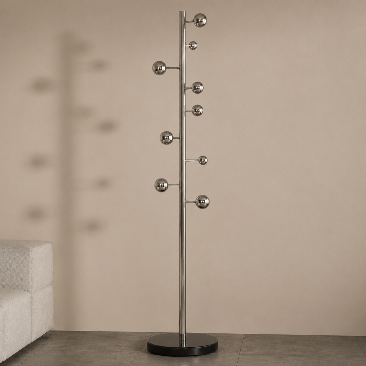 Porte-Manteau sur Pied Argent Acier Brossé, vue 4 sur 6